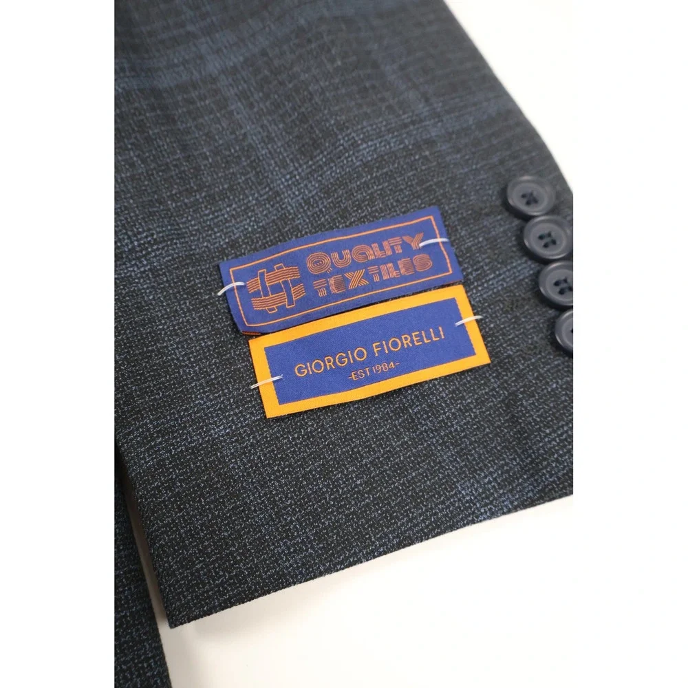 Giorgio Fiorelli Suit 2BT Vent Nopleat Blue Plaid 44R 38W NWT